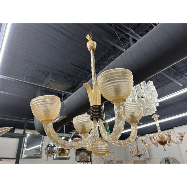 1940s Murano Glass Chandelier Attributed to Barovier For Sale - Image 10 of 11