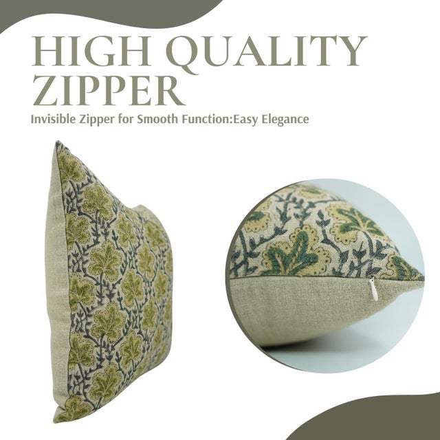 Add a touch of timeless elegance to your home with our Tulsi Buti Olive Green Thick Linen Pillow Cover. Handcrafted by...