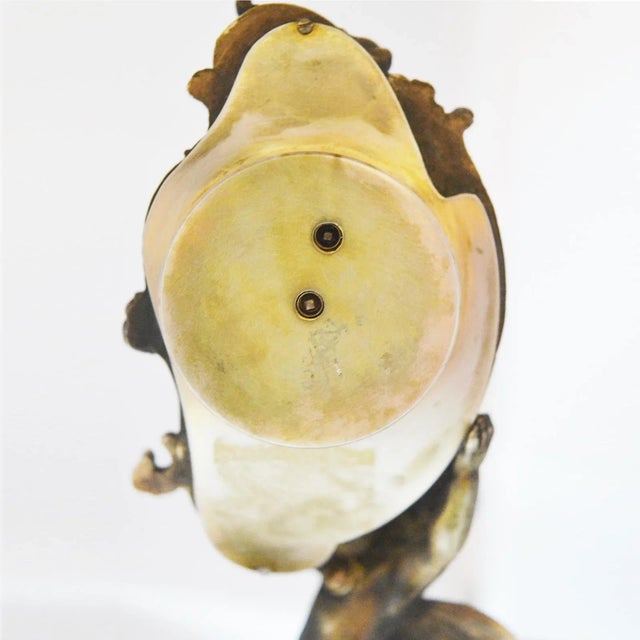 Miniature Austrian Enamel Sterling Silver & Bronze Desk Clock For Sale - Image 4 of 13