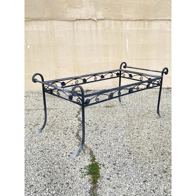 Mid 20th Century Vintage Salterini Style Art Nouveau Wrought Iron Garden Seating & Table, 4 Pieces, Attributed For Sale - Image 16 of 17