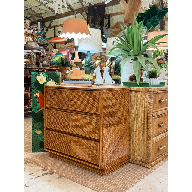 Vintage Floating Pencil Rattan Three-Drawer Chest or Dresser For Sale - Image 12 of 12