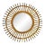 Vintage Italian Rattan Bamboo Sunburst Mirror With Brass Accents For Sale