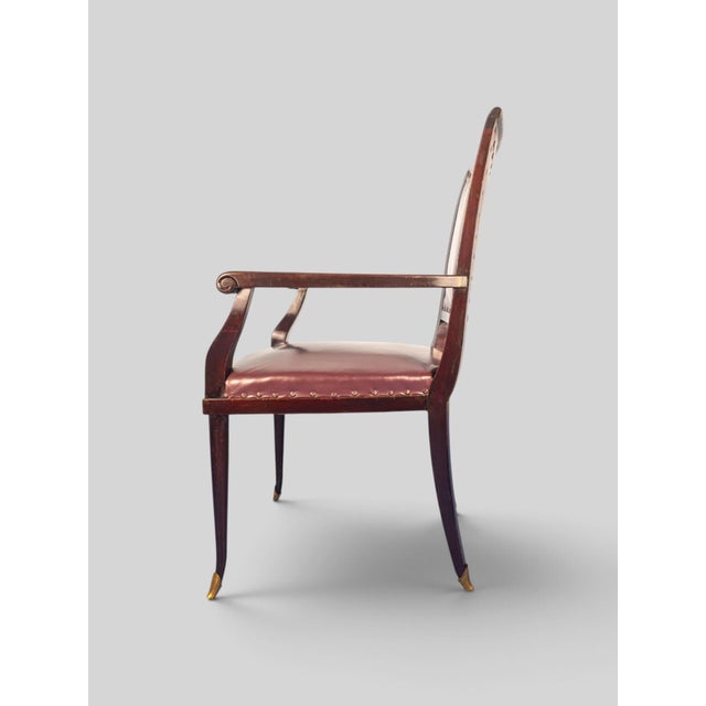 Metal Mid-Century Italian Leather Desk Armchair by Vittorio Dassi, 1950s For Sale - Image 7 of 16