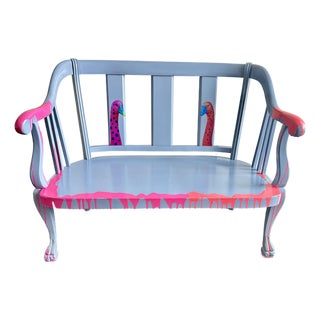 1930s One of a Kind Hand Painted Contemporary Accent Loveseat For Sale