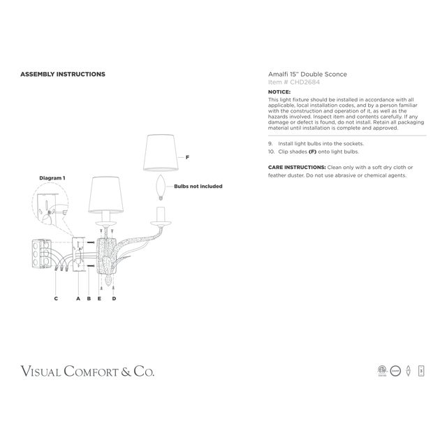 Chapman & Myers for Visual Comfort Signature Amalfi 15" Double Sconce in Waxed Black with Linen Shades For Sale - Image 15 of 15