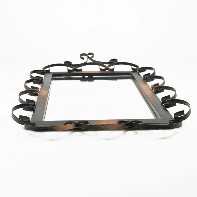 Glass 1970s Mid-Century Modern Rectangular Mirror Made of Metalwork, Germany For Sale - Image 7 of 12