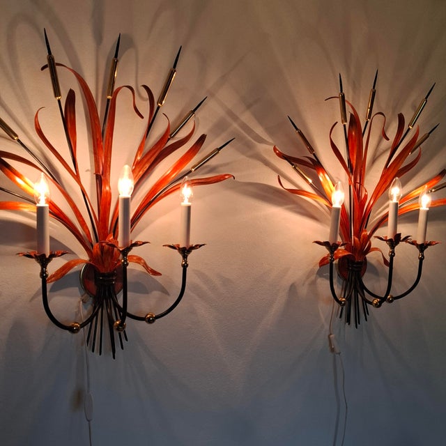 Hans Kögl Large Wall Lamps in the style of Hans Kögl for Maison Baguès, 1960s, Set of 2 For Sale - Image 4 of 18