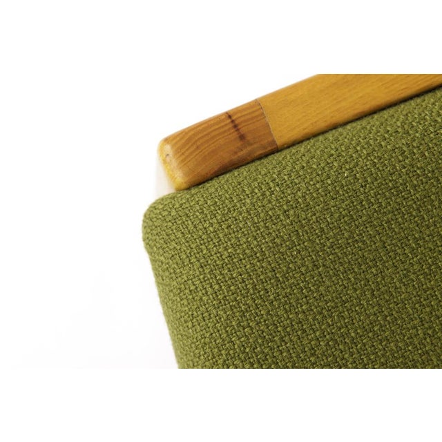 Vintage Scandinavian Oak Chair in Green Fabric, 1970s For Sale - Image 9 of 10