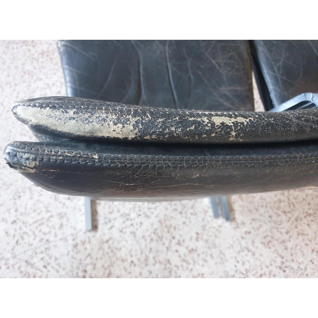 Black Chairs in Steel and Black Leather, 1970s, Set of 4 For Sale - Image 8 of 11