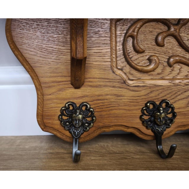 Vintage French Coat Rack in Oak For Sale - Image 6 of 9