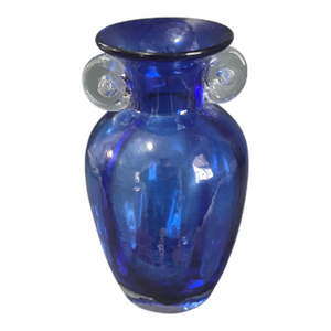 Vintage Hand Blown Art Glass Cobalt Blue Neoclassical Form Vase