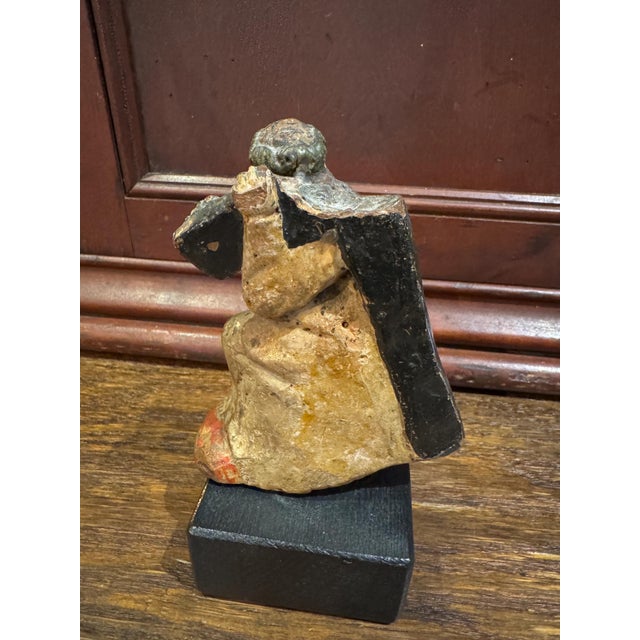 19th Century Santos Sculpture- Christ Bearing the Cross on Stand- Terracotta For Sale - Image 4 of 10