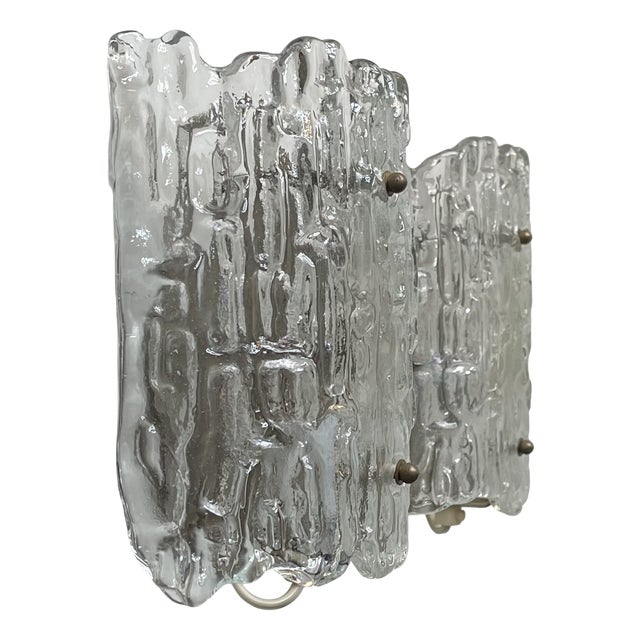 Crystal Ice Glass Wall Sconces by Carl Fagerlund for Orrefors, 1960s, Set of 2 For Sale