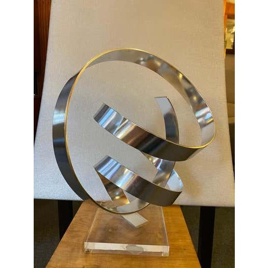 Mid-Century Modern Dan Murphy Aluminum Sculpture, Mid-Century Modern, Lucite Base, 1979 For Sale - Image 3 of 8