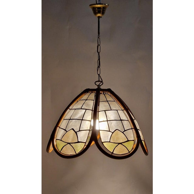 Italian Bamboo Pendant Lamp, 1970s, in Flawless conditions. Designed 1970 to 1979 Up to 250V (Europe/UK Standard).The...