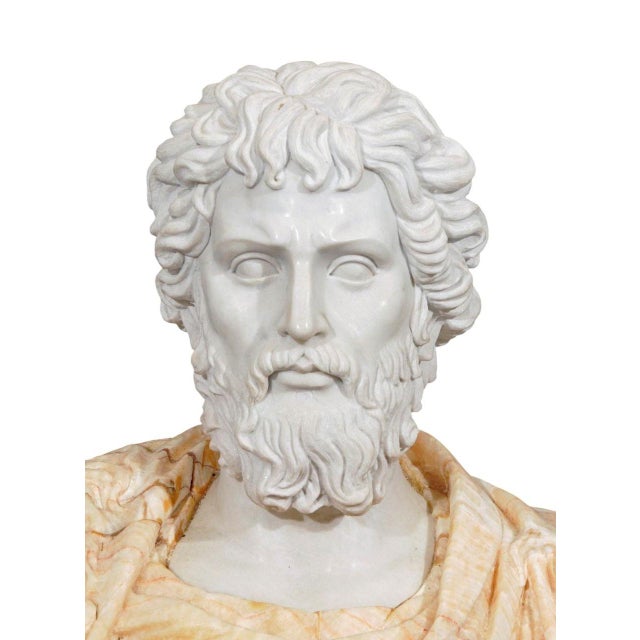 Italian Early 20th Century Roman Emperor Septimius Severus Multicolor Marble Bust For Sale - Image 3 of 6