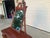 Wood Mid Century Mahogany Chippendale/Georgian Style Vanity With Swinging Mirror and Round Upholstered Stool With Original Tags, 2 Pieces For Sale - Image 7 of 14