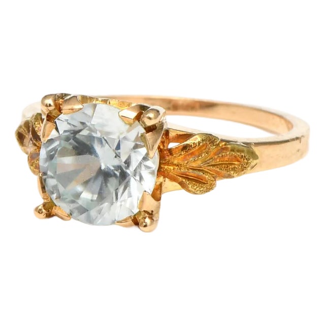 14KY Retro Modern Zircon(2.9) Ring, size 5.75 For Sale