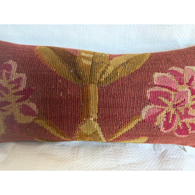 18th Century 18th Century Antique French Aubusson Floral Tapestry Pillow For Sale - Image 5 of 7