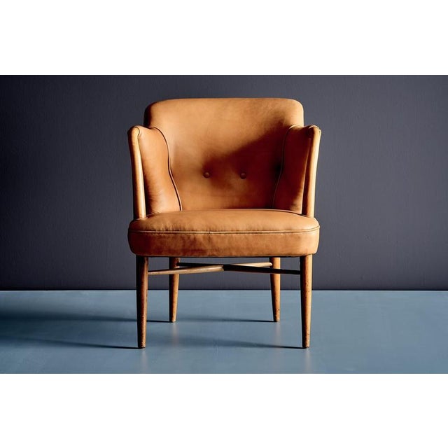 1950s Lounge Chairs Upholstered in Cognac Leather, Germany, 1950s, Set of 3 For Sale - Image 5 of 15