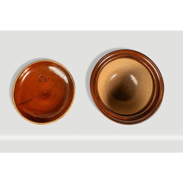 1970s 1970s Mid-Century Japanese Modern Glazed Stoneware Rice Cookers / Serving Pots - Set of Two For Sale - Image 5 of 15