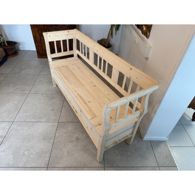 Bench in Natural Wood For Sale - Image 4 of 10