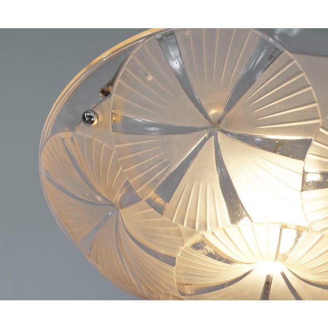 Rose French Art Deco Pendant Light by Francis Hubens & Degue - 1930 France For Sale - Image 8 of 13