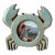 Glazed Ceramic Photo Frame Blue Crab Claws 3-1/2” Round Opening Nautical Beach House Decor For Sale