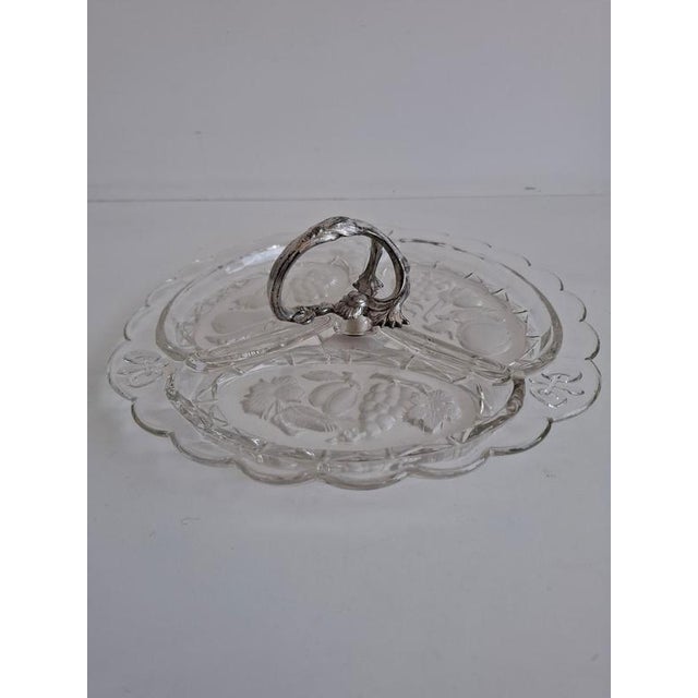 Art Deco Pressed Glass Divided Serving Dish with Alpaca Handle, 1930 For Sale - Image 18 of 18