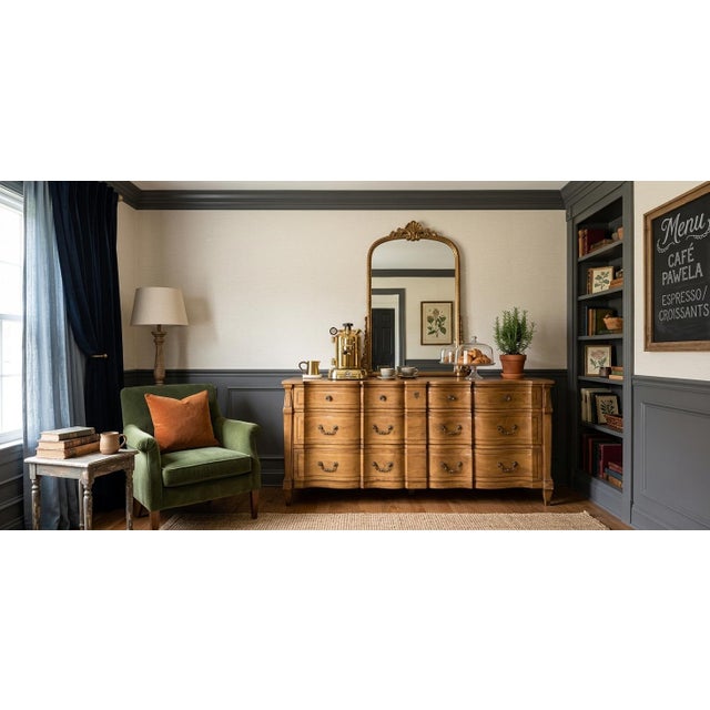 Art Deco Jl Metz Traditional / Vintage Large 9 Drawers Honey Fruitwood/ 18th-Century French Provincial Dresser For Sale - Image 3 of 6
