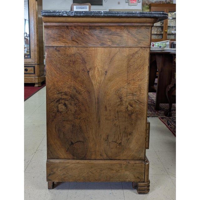 Mid 19th Century Antique French Louis Philippe Burl Walnut Marble-Top Commode, Circa 1850’s For Sale - Image 5 of 12