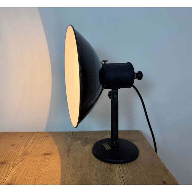 Vintage Industrial Black Enamel Table Lamp from EB, 1950s For Sale - Image 14 of 17