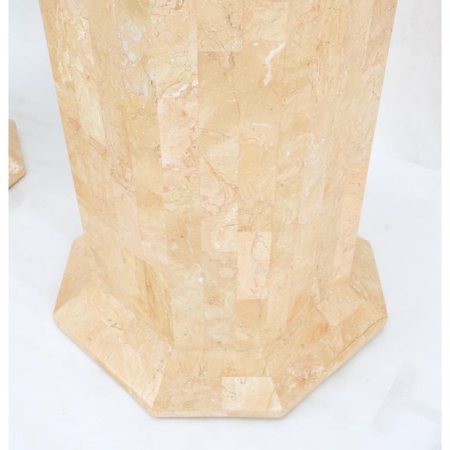 Pair of Tessellated Stone Marble Columns Octagon Shape Pedestals Columns Mint! For Sale - Image 6 of 12