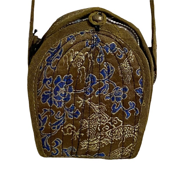 Superb vintage Tibetan Ghau, or prayer bag, with the eight good luck symbols in silver and the sculpture of Lord Buddha in...