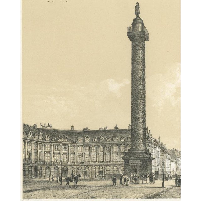 Antique Lithograph of Place Vendôme Column in Paris after Jacottet, 1850 For Sale - Image 4 of 9