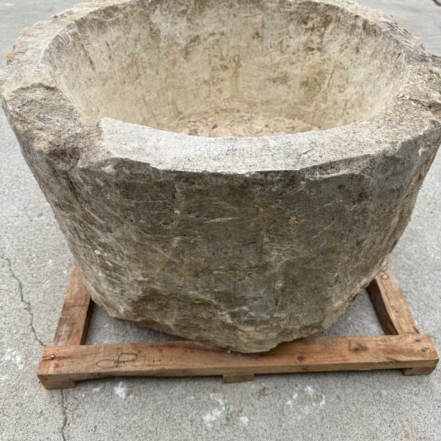 Stone Antique Limestone Trough 51226c 29" Dia For Sale - Image 7 of 9