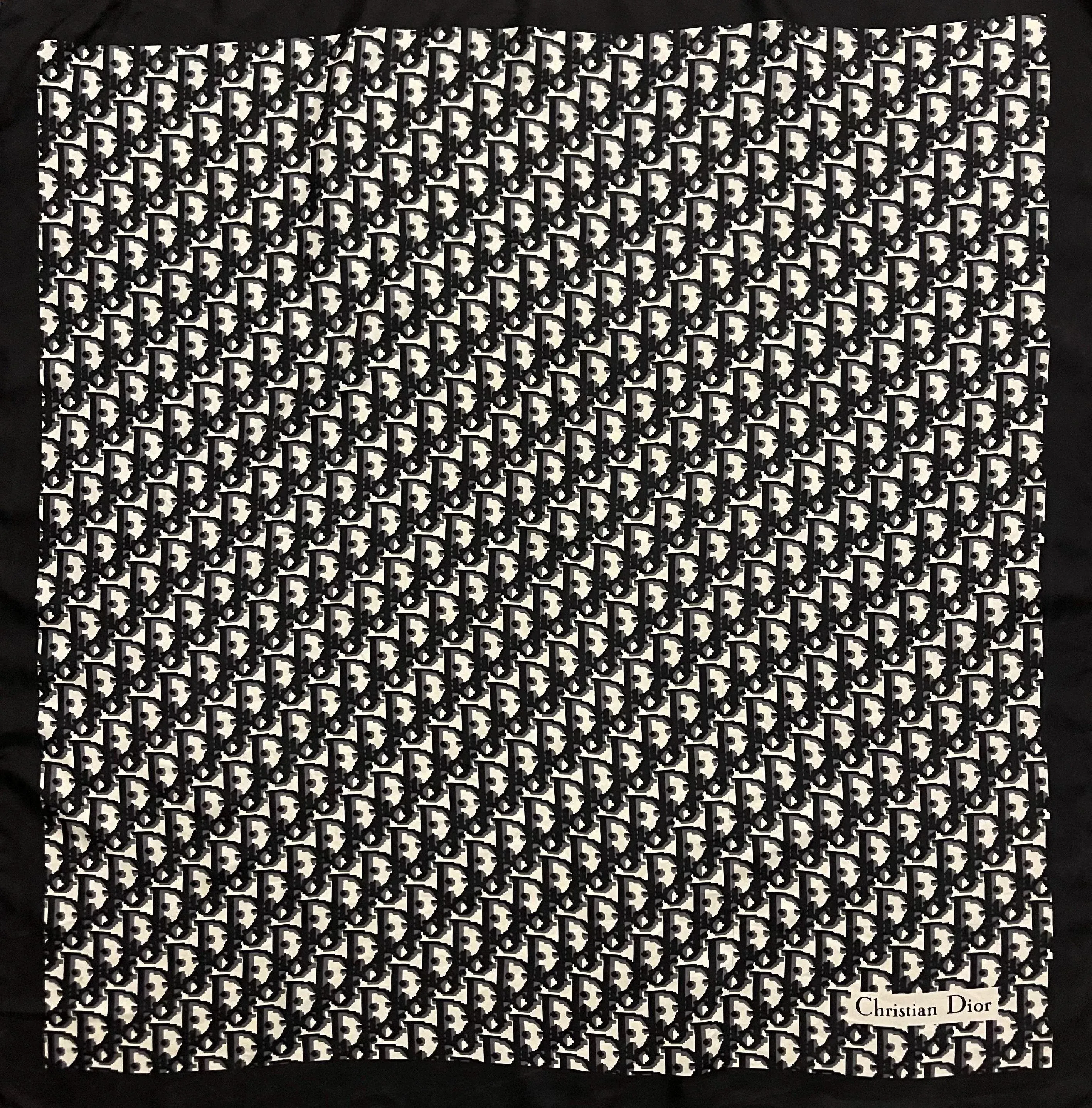 Christian Dior Black Monogram Cotton Scarf | Chairish