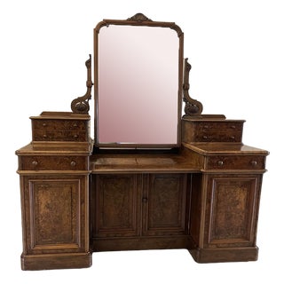 Antique Victorian Burr Walnut Dressing Table, 1860s For Sale