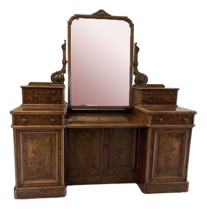 Antique Victorian Burr Walnut Dressing Table, 1860s