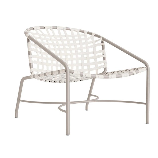 Brown Jordan Kantan Aluminum Suncloth Lounge Chair, Dove frame with White fabric For Sale - Image 12 of 12