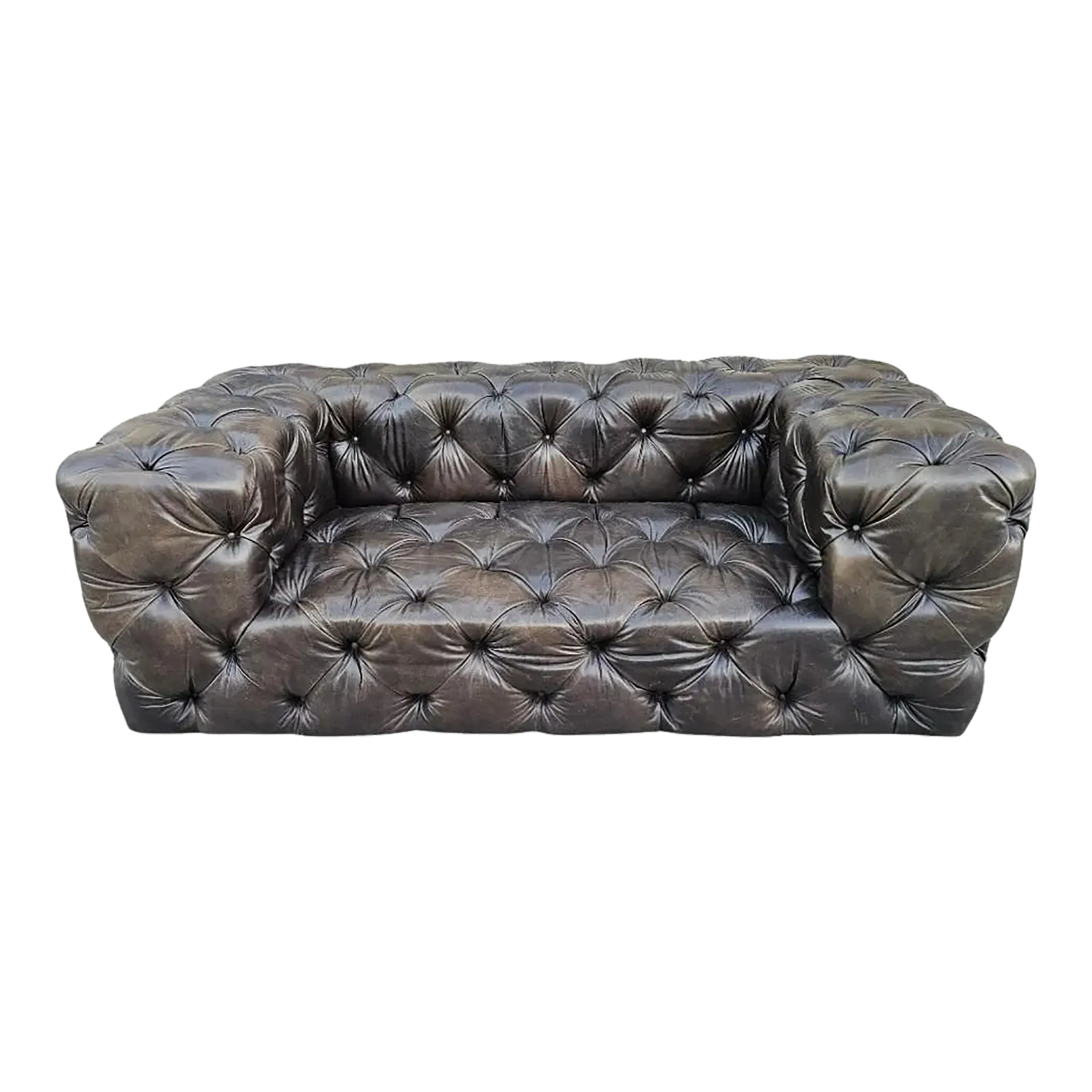 Restoration Hardware Soho Tufted Leather Sofa Chairish