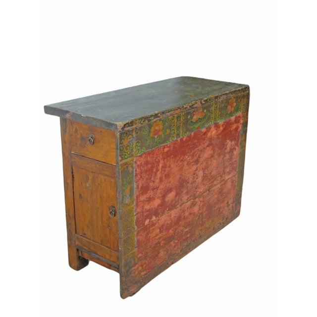 Rustic Rustic Red/Green Antique Cabinet For Sale - Image 3 of 11