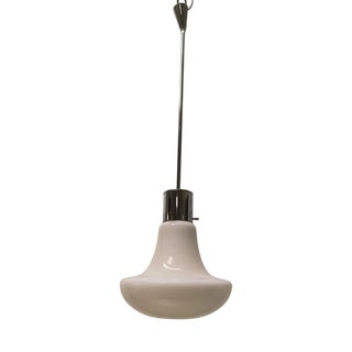 Steel and White Glass Suspension, 1970s For Sale