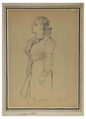 Roland Cruypelants, Portrait of a Woman, Drawing, 1920s