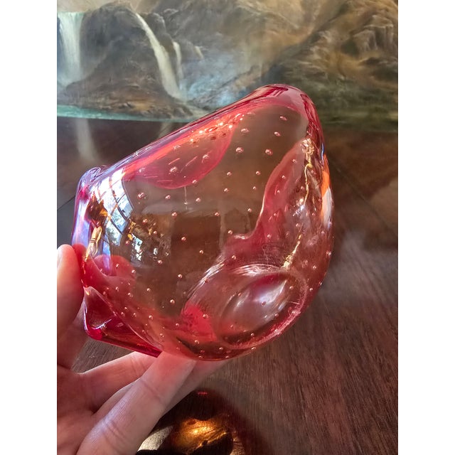 Glass Vintage Mid Century Modern Murano Style Bubble Bowl For Sale - Image 7 of 9