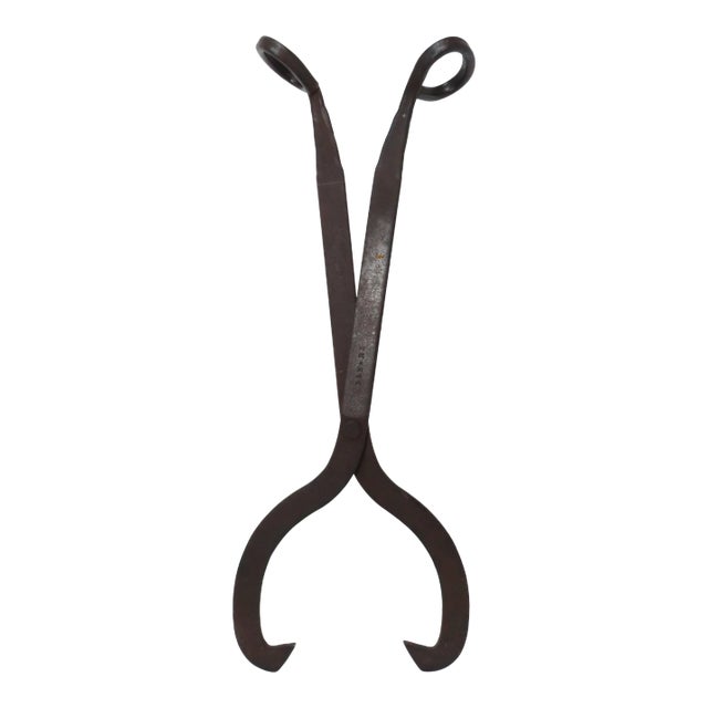 Large Antique Authentic Boston & Maine Railroad Wrought Iron Block Ice Tongs For Sale