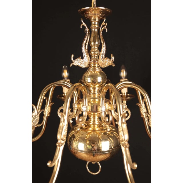 Flemish Brass 8-Armed Chandelier For Sale - Image 4 of 6