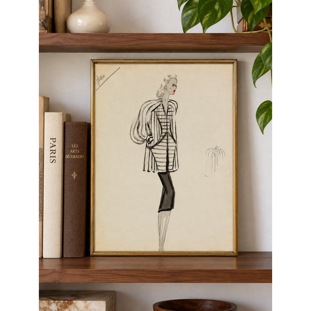 Art Deco Vintage French Fashion Art Print – Black and White Fashion Illustration, 12" X 16" For Sale - Image 3 of 8