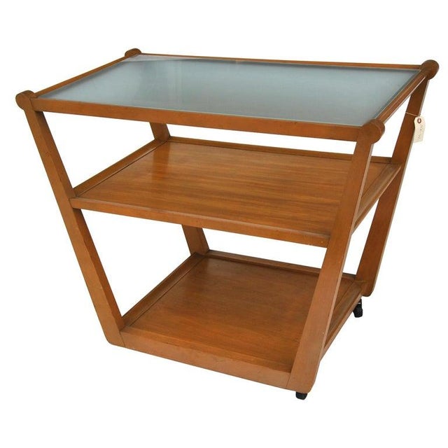 Brown Edward Wormley for Drexel Precedent Rolling Bar Cart For Sale - Image 8 of 10