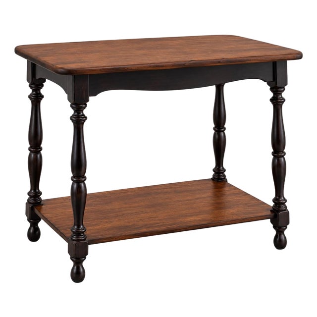 Mid 20th Century Old Chapel™ Solid Wood Turned-Leg Accent Table in Satin Walnut & Dark Walnut For Sale